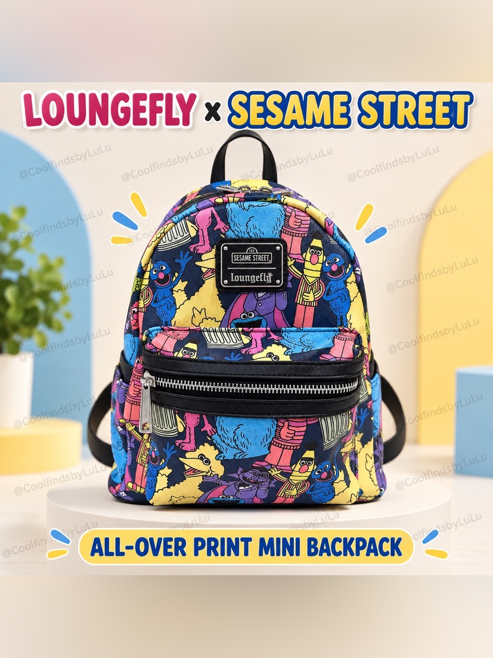 Loungefly Sesame Street All-Over Print Mini Backpack